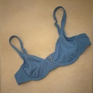 XHILARATION BLUE RIBBED BIKINI TOP SZ SMALL
